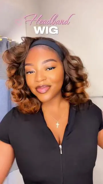 Really great quality headband wig 😍🥰 I need it in black now 🖤✨ #headbandwig #curlyheadbandwig #gluelesswig #ombrewig #tiktokshopcreatorpicks 