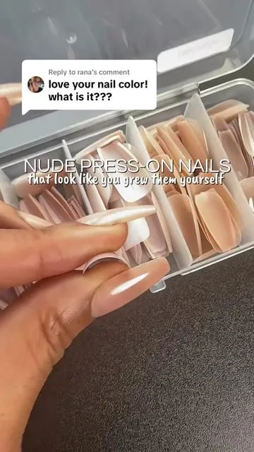 Replying to @rana  OBSESSED with these nude nail press-ons ✨ #presson #pressonnails #diynails #naturalnails #nudenails 