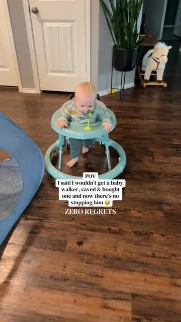 My baby absolutely loves this walker. Easy to get around, goes smoothly over carpet & rugs, not to mention it’s adjustable and foldable. Totally worth it when your little one is ready.🤍  #babywalker #babymusthaves #babyonthego #babywalkers #babymusthaveproducts 