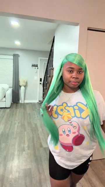 We decided to style our wig from @Hot Star Hair ☺️💚🩵💚🩵 