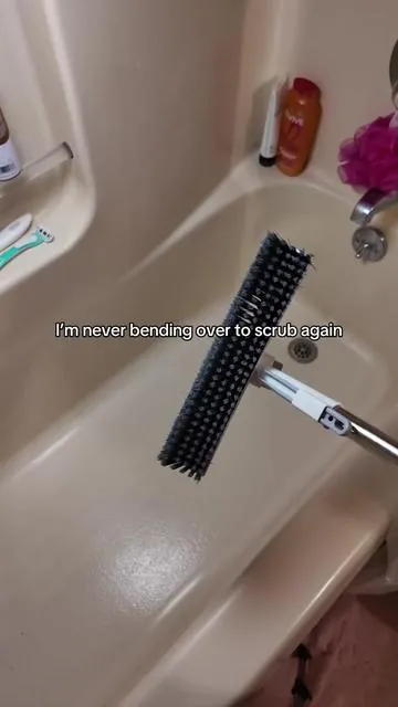 This floor scrubbing brush is probably the best thing i got in 2026. The rotating head is way more useful than you’d think.  #cleaning #scrub #mop 