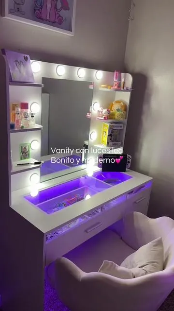 Vanity con luces led, bonito y moderno #tiktokshopcreatorpicks #vanitymirror #vanitydesk #vanitymakeup #furniture 