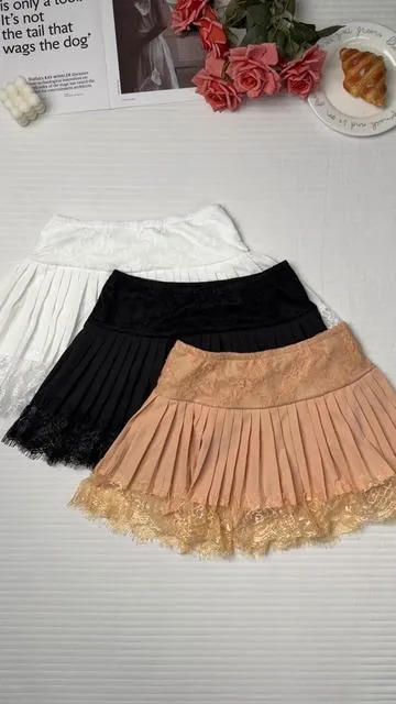 This Y2K Lace Mini Skirt Is Giving Total Vintage Vibes ✨Pleated Ruffle Mini Skirt with Soft Mesh Flow#Y2KSkirt #LaceMiniSkirt #PleatedSkirt #RuffleSkirt #WomenFashion