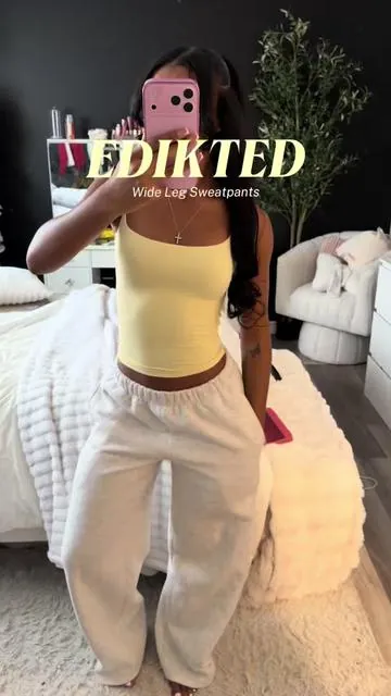 my favorite wide leg sweatpants from EDIKTED💛 @Edikted #tiktokshopjumpstartsale #edikted #baggysweats #sweatpants #outfitinspo 