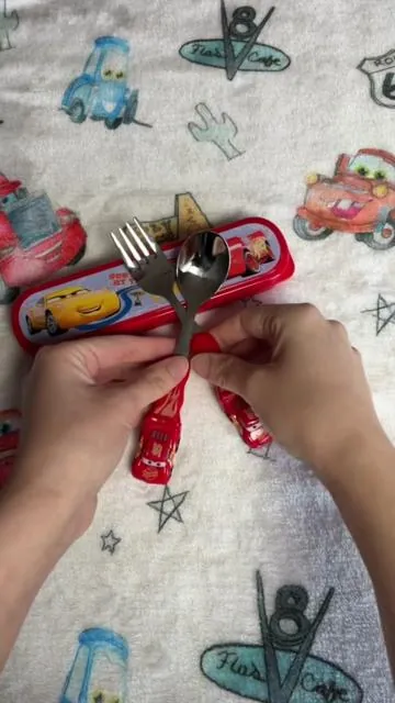Your kid will be racing to use these #lightningmcqueen #lightningmcqueen95 #silverware #toddlersilverware #toddlerutensils 