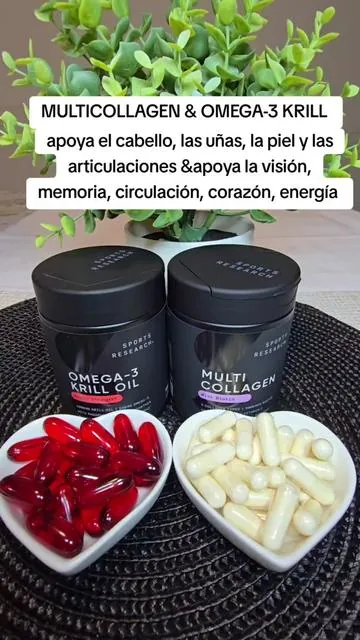 MULTICOLLAGEN PEPTIDES Y OMEGA-3 KRILL OIL DE SPORTS RESEARCH  con 5 tipos de colágeno, biotina, vitamina C y ácido hialuronico; para la piel, el cabello, uñas, articulaciones, tendones y ligamentos, y el OMEGA 3 apoya el cerebro, visión, corazón, circulación y energía  #multicollagen #collagen #omega3krilloil #supplements #tiktokshopjumpstartsale @Sports Research 