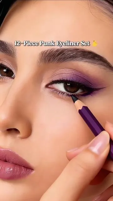 12-color punk pearlescent color eyeliner set👍🏻💗👇🏻👇🏻✨#Eyeliner #Coloredeyeliner #eyemakeup #punk #smokyeyes 