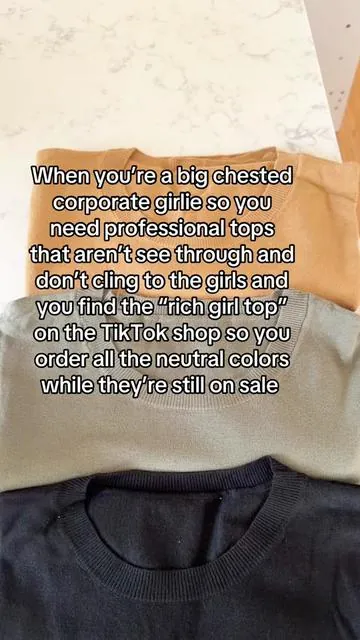 The colors are so good. The perfect tops for work. I like how they are a lightweight sweater material so they can go under a blazer but are not see through or clingy. These work well for me with a bigger chest.  #worktop #sweatertop #richgirltop 