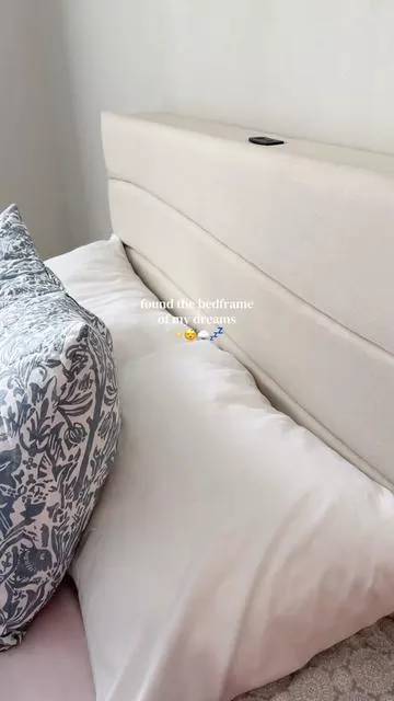 upholstered bedframe perfection #upholsteredbedframe #bedframe #aesthetichome #homefinds #affordablefurniture @RaybeeFurniture 