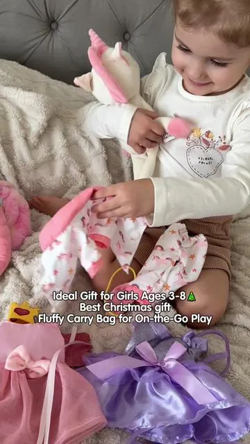 Cute unicorn dress-up doll with outfits & purse, perfect for imaginative play!  #hahalandtoys #babytoys #TikTokShopJumpstartSale #unicorntoy #girlsgifts 