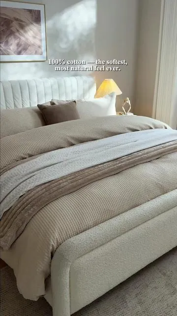 Waffle weave cotton duvet cover feels perfect for spring 🌿✨ Light, breathable, and naturally soft — pure cotton really makes a difference when you want fresh, comfortable sleep 🛏️🤍#BedsureMessyAestheticChallenge #BohoBedSet #BedsureComforter #Bedsure #cozyvibes #TikTokShopHolidayHaul