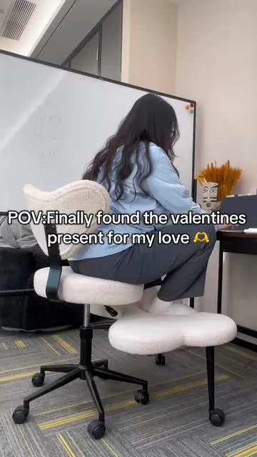 POV:finally found the valentines gift!it’s Pinmoco Heart-Shape Ergonomic Cross Legged Swivel Chair - Adjustable Height, Teddy Fabric, Back Support, Versatile for Home & Office Use#pinmoco #crossleggedchair #valentinesday #valentinesdaygift#foryoupage 