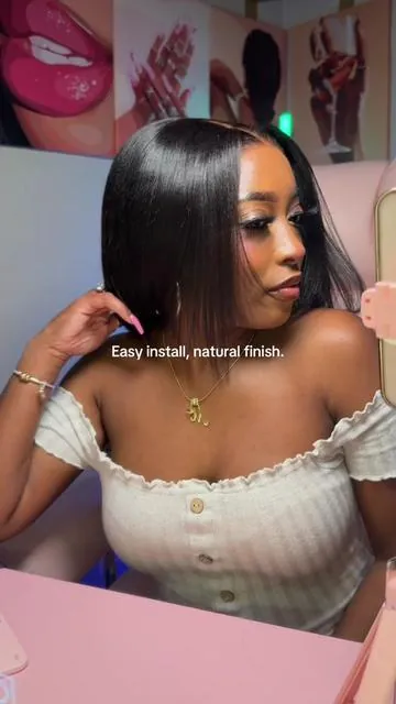 This UNice glueless yaki straight short bob is giving easy, everyday wear ✨ Pre-cut HD lace, bleached knots, natural hairline, and beginner friendly. No glue needed — just adjust and go. 🛒 Tap the bag to shop. @UNice Hair #UNiceHair #GluelessWig #BobWig #YakiStraightWig #BeginnerFriendlyWig