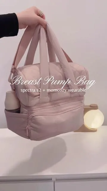 turning the cutest lunch bag into my breast pump bag 🎀 @BAGSMART #breastpumpbag #breastpump #momhacks #spectrapump #nesting 