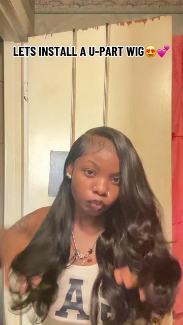 SUPER CUTE U-PART WIG😍💕 @Mscoco Hair #mscocohair #hairinstall #loosebodywavewig #upartwig #humanhair #fypシ #trending #blackgirlhairstyles #leaveoutinstall #hairtok #deepsidepart #quickhairstyle #naturalhairstyles #easyhairstyles #hairinspo 