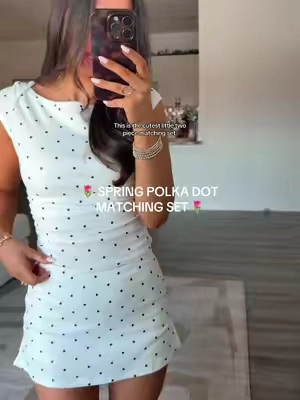 This little set is perfect for spring I’m so excited to wear it @CiderEssentials @CiderCloset #OOTD #springoutfit #springfashion #matchingset #polkadot 