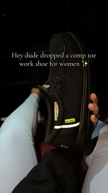 @HeyDude women’s slip resistant comp toe slip on work shoes 