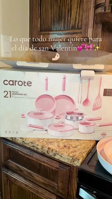 Son hermosos para cocinar 🧑‍🍳🤌🏻✨💕🎀 #cocina #carote #cookwareset #pinkkitchen #giftforher 