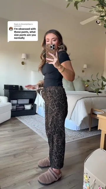 Replying to @GlowUpVibes leopard barrel pants 