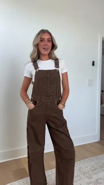 overalls are an outfit favorite of mine and these are a colorful addition to my collection I got the denim jean olive color in these barrel leg style overalls 🤭 size XS I’m 5’4  #overalls #overallstyle #overallsoutfits #tiktokshopcreatorpicks #overallstok 