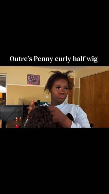Love Penny down bad #halfwig #ellebvixenugc #synthetichalfwig #outresyntheticwig #curlyhalfwig 