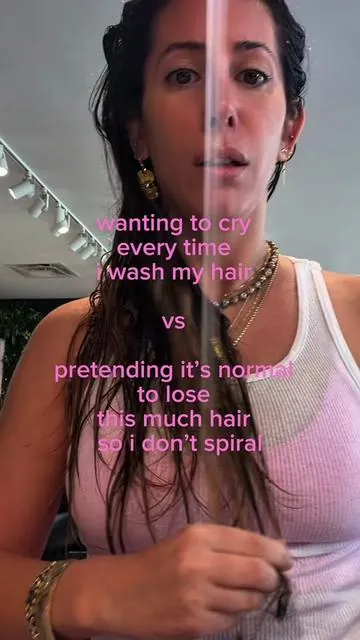 Is there anything worse than losing your hair as a woman? 😭 #hairloss #shampooandconditioner #hairgrowthtips #healthyhair #perimenopause 