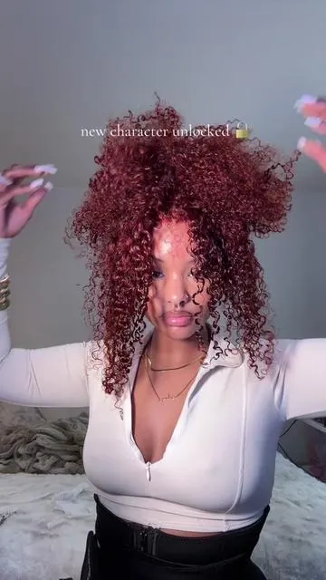 curly pineapples are my fav 🥹@UNice Hair #fyp #redhair #hairtok 