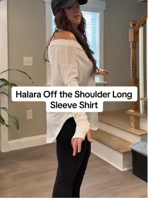 Halara Off the Shoulder Long Sleeve Shirt #halara #halaratiktokshop #offtheshoulder #longsleeveshirt #halaraeveryday @Halara_official 