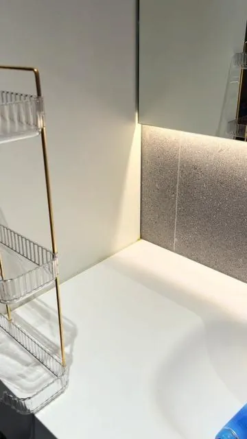 We put a small corner shelf in the bathroom for extra storage #corner #shelf #tiktokshopstockup #organiz #kitchen
