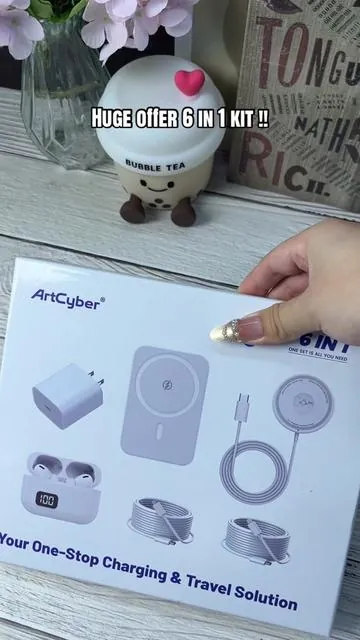 This 6 in 1 gift set comes with everything you need for your smart phone grab one for you or grab one for someone for a easy gift idea you can never go wrong with a new charger #tiktokshopblackfriday #chargingcables #phonecharger #wirelesscharger #giftidea   