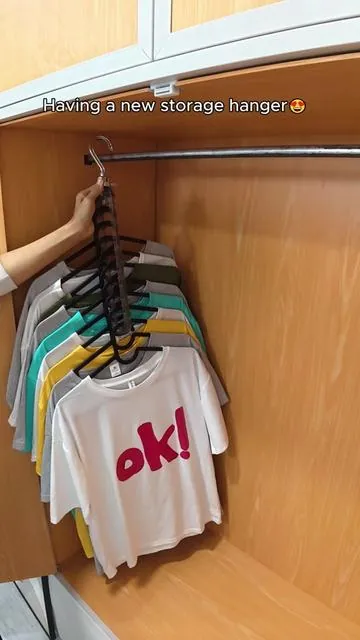 Create clean vertical storage with one simple hook. #GiftedInLove #smallhome #clotheshanger #tiktokmademebuyit #spacehelper