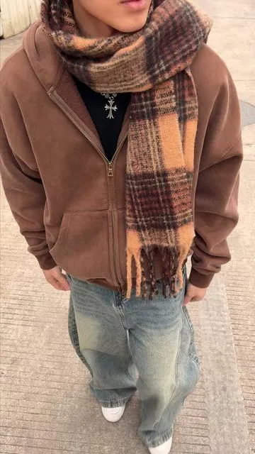 Walked out feeling like the main character.#mansfashion #baggyoutfit #vintage #zipuphoodie #fashiontiktok 
