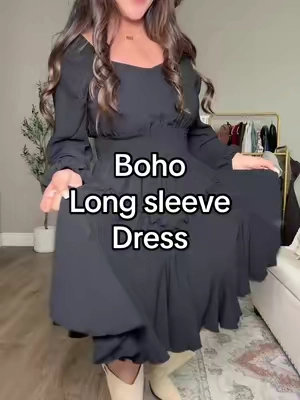 Effortless boho, zero overthinking. Long sleeves for coverage, ruffles for drama, and a cinched waist that gives shape without squeezing the life out of you. Easy, flattering, and forgiving in all the right places — basically the dress you grab when you want to look put together but feel comfy. #bohodress #flatteringfit #cinchedwaist #effortlessstyle #tiktokshopcreatorpicks Sales may vary per account