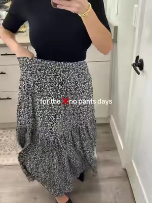 easy to wear comfy breathable flowy maxi skirt with a great wide elastic waist band so you can wear it high waisted or low waisted —- lots of different colors. This floral maxi skirt is so fun to wear and pairs with anything going to be a great spring and summer staple because it’s so lightweight and airy  —— SIZING: I am 5’0” - 125lbs 25 waist 41 Hip  Size Small  ——- #flowyskirt #maxiskirt #springvibe #longskirt  #tiktokshopfinds