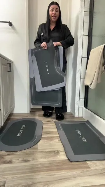 Bathroom Toilet Mat, 3-Piece Set, Quick-Drying Water-Absorbing Floor Mat, Rubber Anti-Slip Bottom Design, Suitable For Bathroom, Washbasin, Toilet, Kitchen, Living Room, Beside The Bathtub, Laundry Room, Bathroom Decoration. Bathmat #antideslizante #nohumedad 