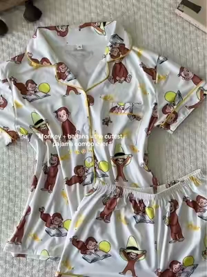 Monkey + banana the cutest pajama combo ever #curiousgeorge #pajamaset #sleepwear #tiktokshopcreatorpicks #spotlightfinds