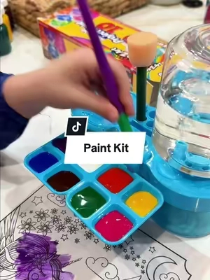 This paint kit is so fun! My kids love painting with this set. It has a tray for paint and a water tank to wash the paintbrushes! 