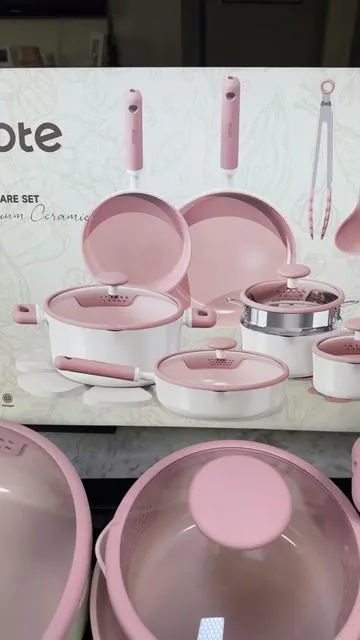 Este set de ollas de 21 piezas de Carote no solo son de calidad sino están hermosos, de cerámica antiadherente no tóxicos le darán un toque a tu cocina precioso 💖👌#kitchengadgets #cookwareset #pinkestheticcookwareset #kitchenfinds #carotepotsandpotset @Carote Brand Store 