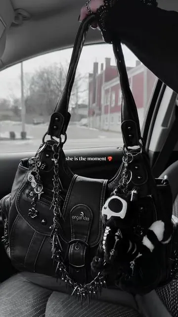I’m just a girl who loves her Angel Kiss bags ❤️‍🔥⛓️💀 #bagtok #bags #bagcharms #bagchain #fyp 
