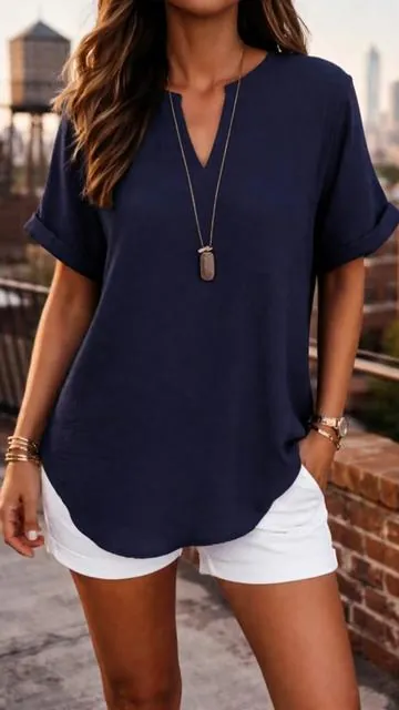 Women's Plain Short Sleeve Blo #tiktokshop #gym #OOTD #fyp #wzf 