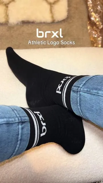 BRXL Athletic Logo Socks - I already had the white ones but needed them in black, plus I wasn’t expecting them to be so cute and soft 🥹 These #brxl socks will look amazing with brxl leggings! #brxlsocks #brxlclothing #socks #feet @BRXL