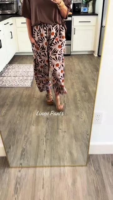 Comfy, Breezy, Linen Pants 🤎 More Prints On SALE @UEU #linenpants #pants #widelegpants   
