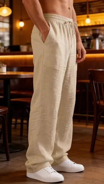 Men's Linen Casual Straight Leg Pants 👖 🔥#pants #casual #sports #mensfashion #tiktokshop 