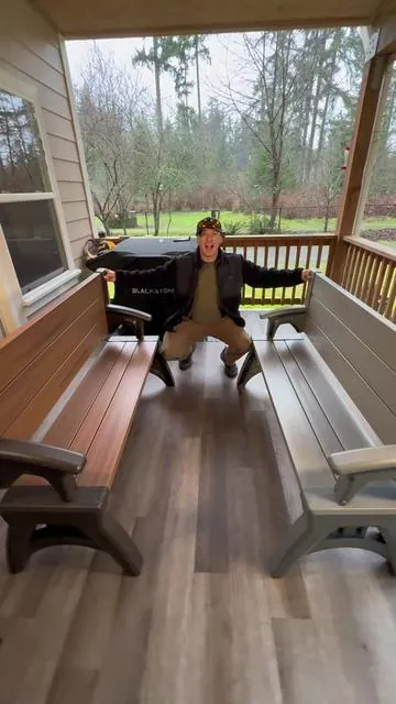 my patio just got a major upgrade #convertabench #patiofurniture #bench #tiktokshopcreatorpicks #tiktokshopstockup 