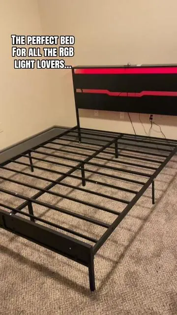 A great bed!! Wood Bed Frame w/ RGB lights #raybeefurniture #bed #rgblights #tiktokshopfinds #tiktokshopcreatorpicks @Raybee Home 