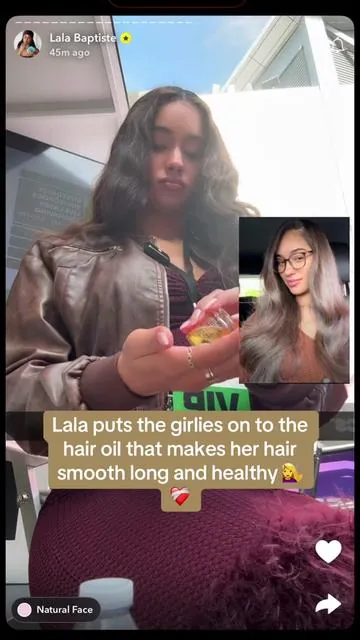 Lala shows the hair oil that makes her hair smooth long and healthy 💇‍♀️❤️‍🩹#lalabaptiste #lala #olaplex #hairoil #healthyhair 
