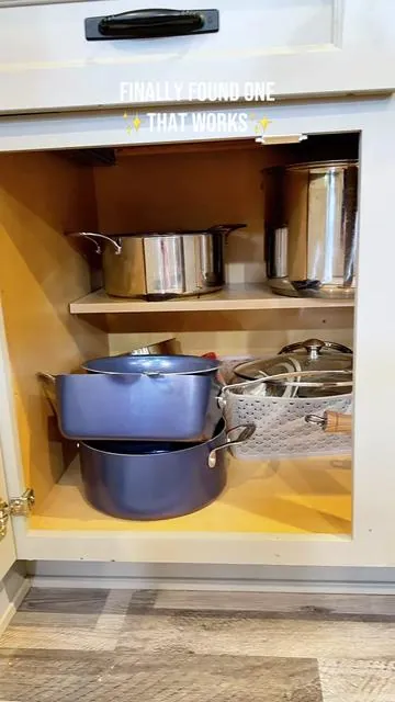 One of the most satisfying and functional home projects I’ve done so far this year #kitchenorganization #kitchenmusthaves #potorganizer #cookwareorganization #organizedkitchen 
