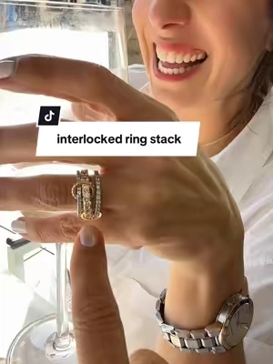 Pavoi two-toned interlocking rings are gorgeous! Dainty and beautiful! #pavoijewelry #diamondringstacks #paveringstack #tiktokshopcreatorpicks #spotlightfinds @PAVOI 
