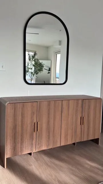 adding elevated pieces to my apartment to make it feel more expensive & like home 🤎 #home #homedecor #apartment #design #sideboard 