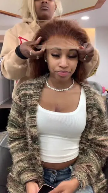 loveeee this ginger brown wig came out so cute with this style 😍😍😍 #fyp 